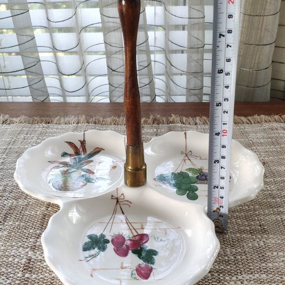 Hand Painted Appetizer Plate 3 Sections Vintage Ceramic Divided Serving Plate - Picture 15 of 15